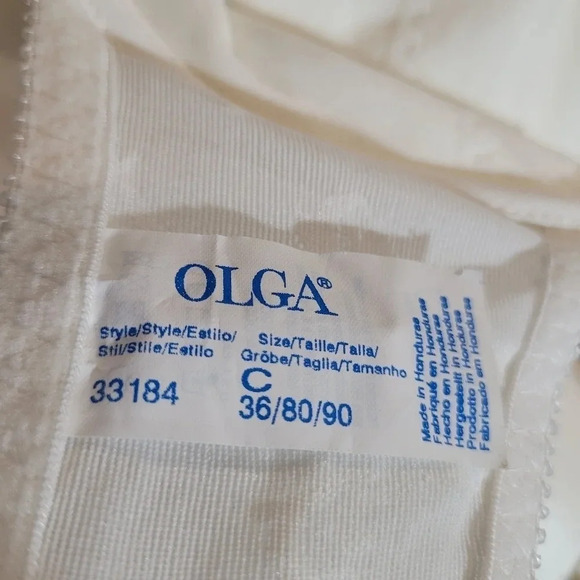Olga 33184 Sheer Tapestry Lace Underwire Full Coverage Bra 36C White NWT - Picture 9 of 10